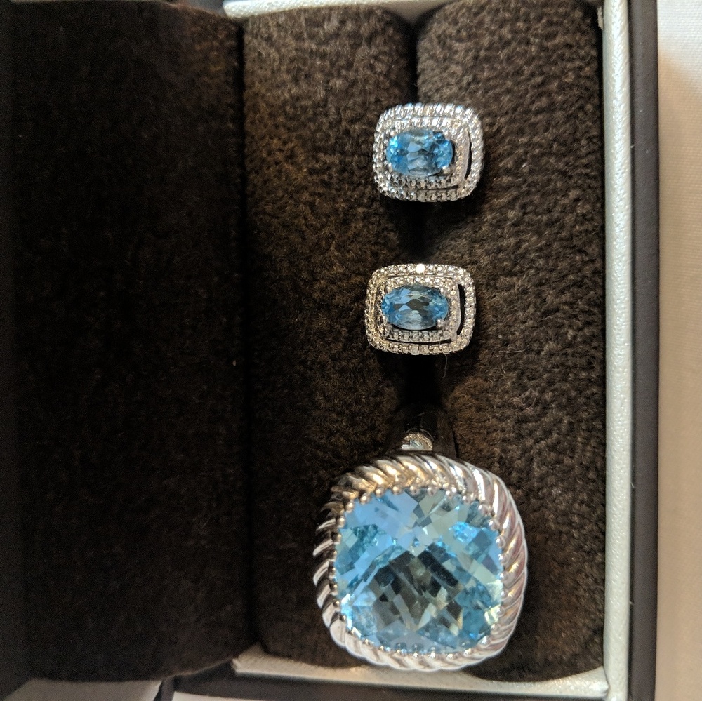 Gorgeous Blue Topaz Sterling Silver Set
